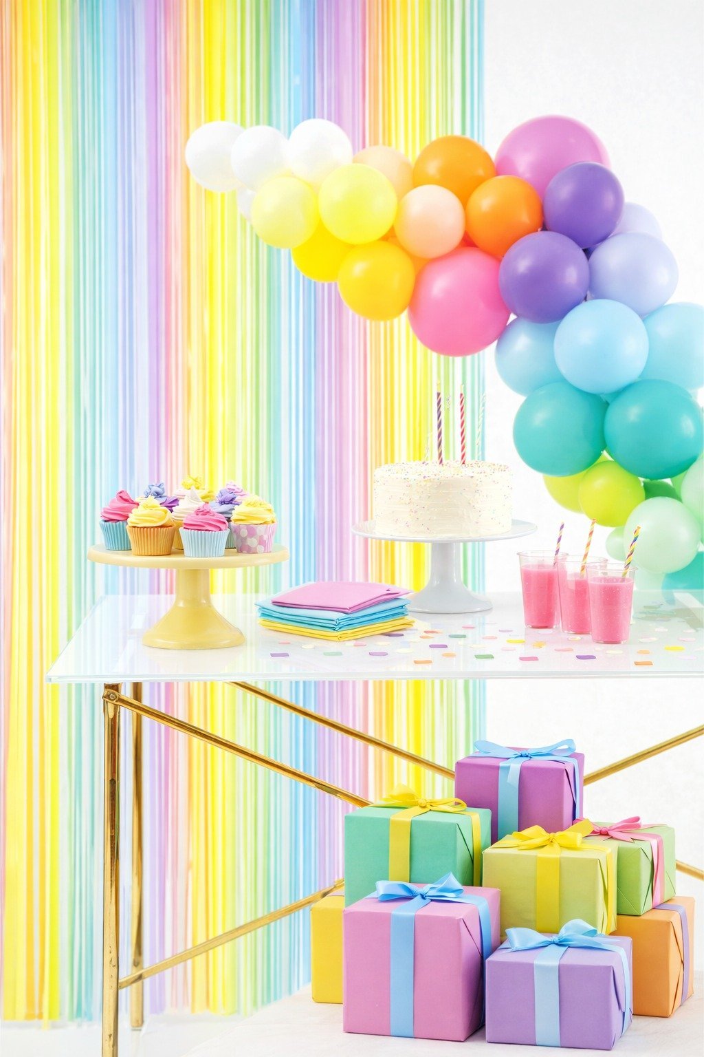 Pastel Rainbow Foil Fringe Curtain