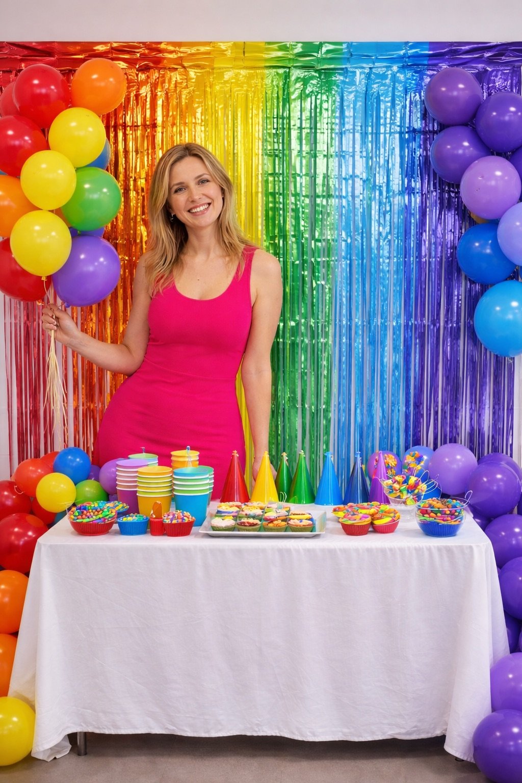 Rainbow Foil Fringe Curtain