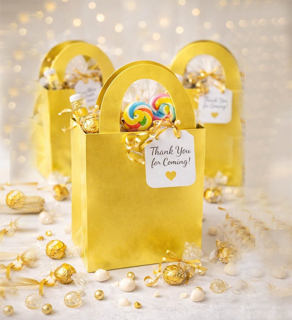 Gold Tote Bag | Party Favor Goodies Bag