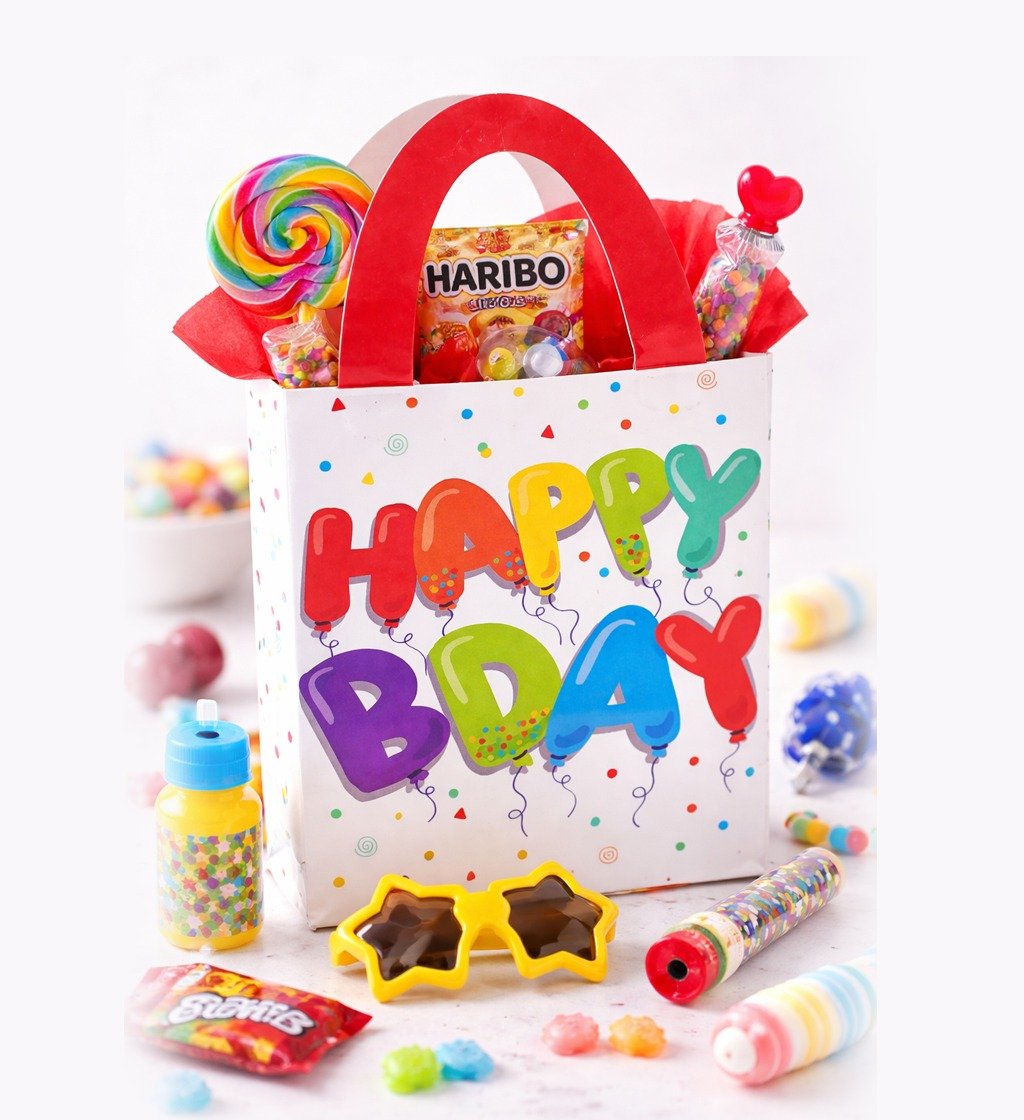 Happy Bday Printed Tote Bag | Party Favor Goodies Bag