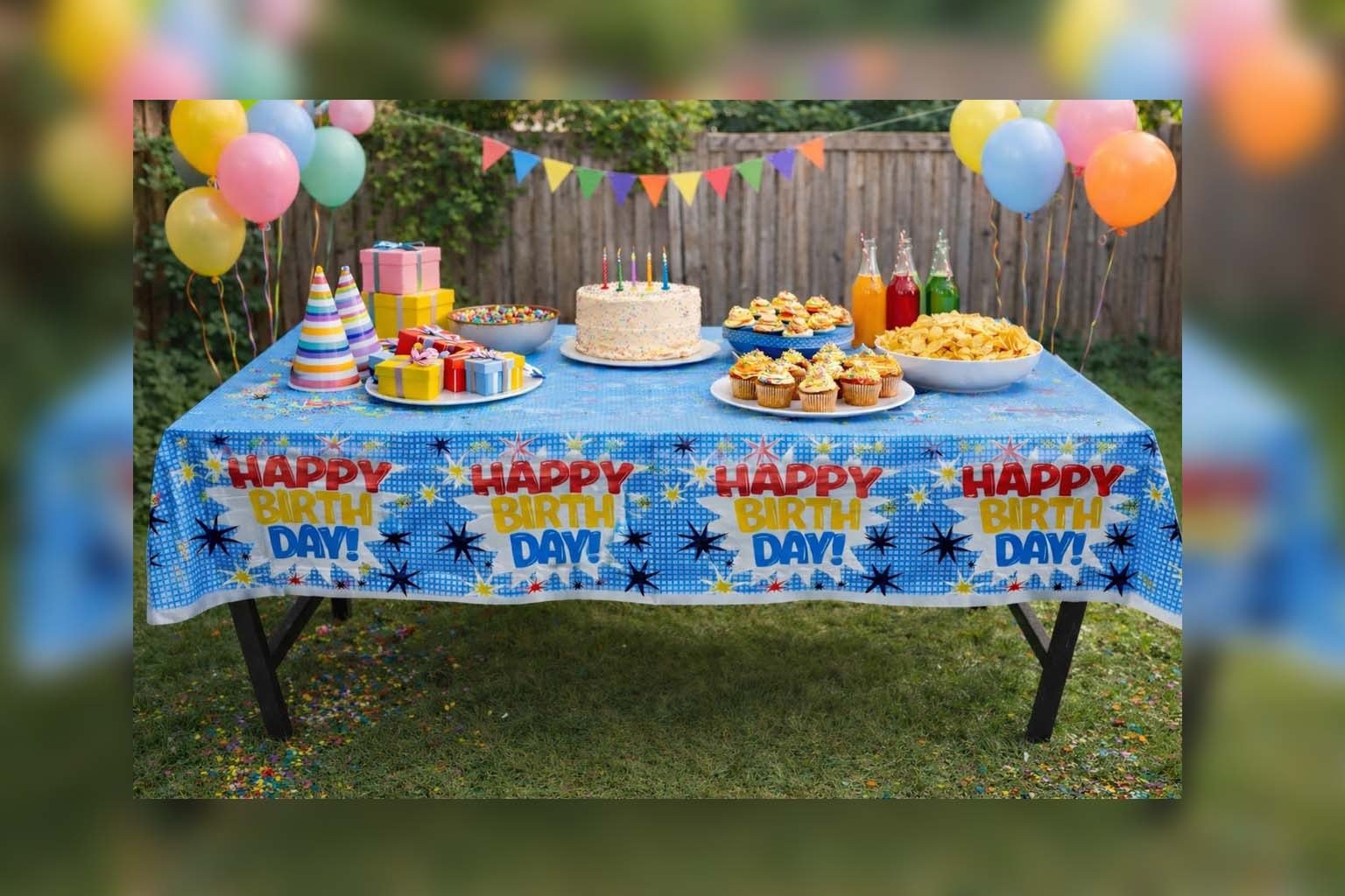 Plastic Table Cover Happy Birthday Printed