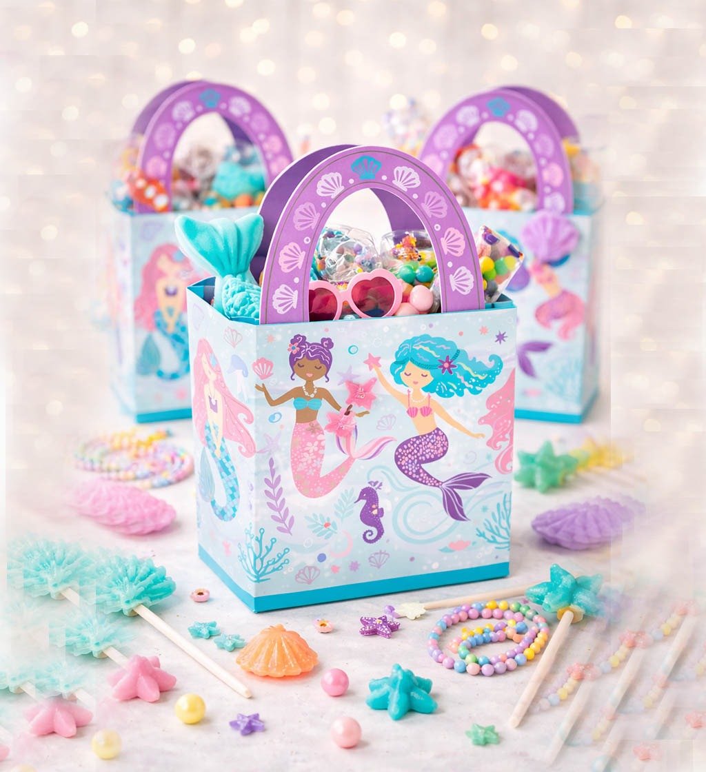 Mermaid Printed Tote Bag | Party Favor Goodies Bag