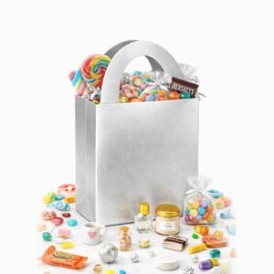 Silver Tote Bag | Party Favor Goodies Bag
